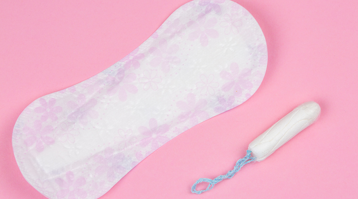 Menstruation sanitary soft pad, hygiene protection. Woman critical days, gynecological menstruation cycle.